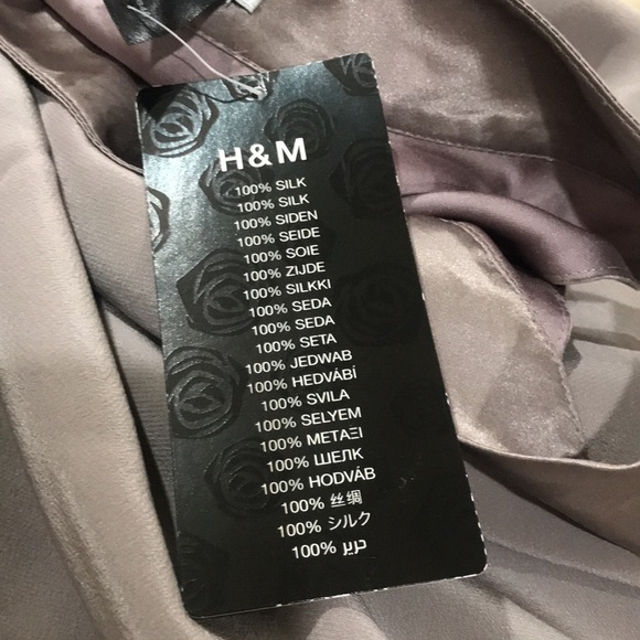 H&M tunic sleeveless dress Sz 6 taupe gray 100% silk midi - Picture 6 of 7